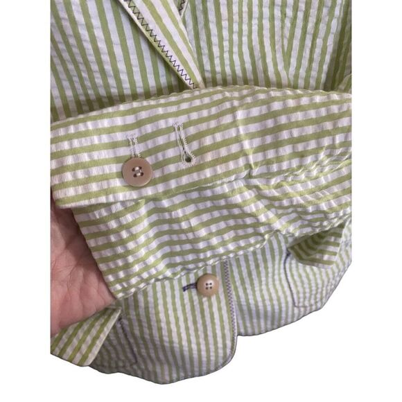 Stephanie Schaieh women’s seersucker, green and white blazer size 6 - Picture 4 of 6